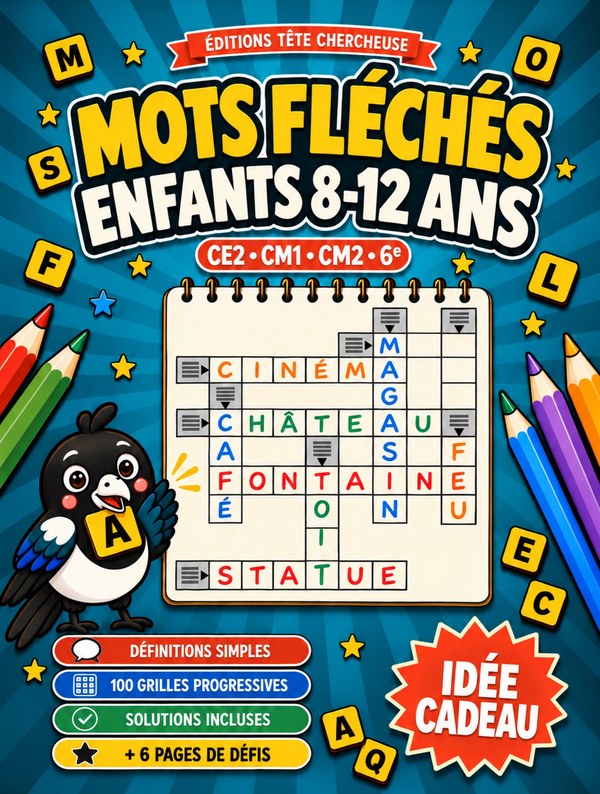 Couverture — Mots Fléchés 8-12 ans, CE2 · CM1 · CM2 · 6e