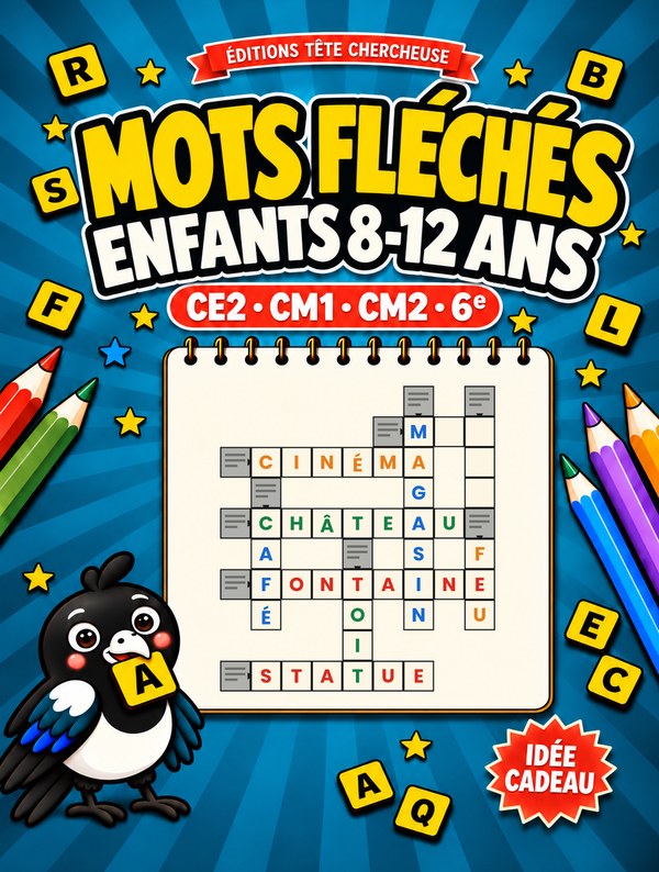 Couverture — Mots Fléchés 8-12 ans, CE2 · CM1 · CM2 · 6e