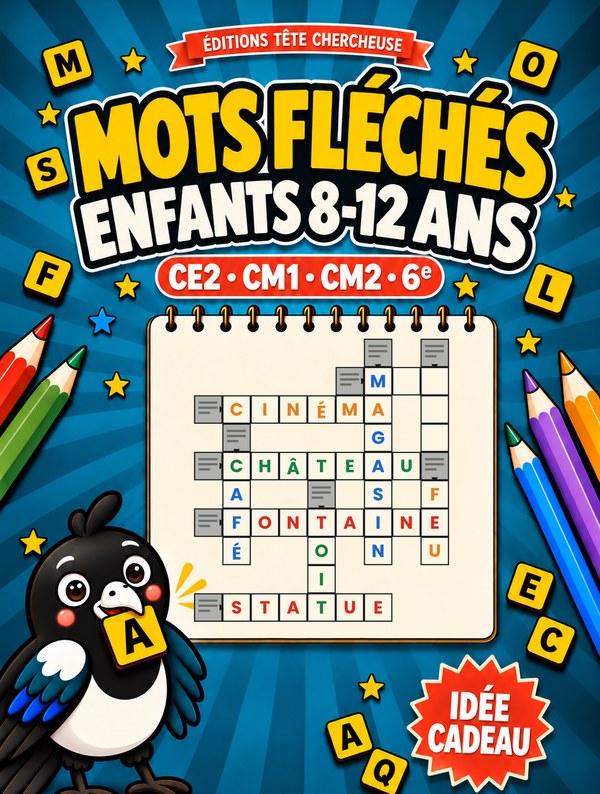 Couverture — Mots Fléchés 8-12 ans, CE2 · CM1 · CM2 · 6e